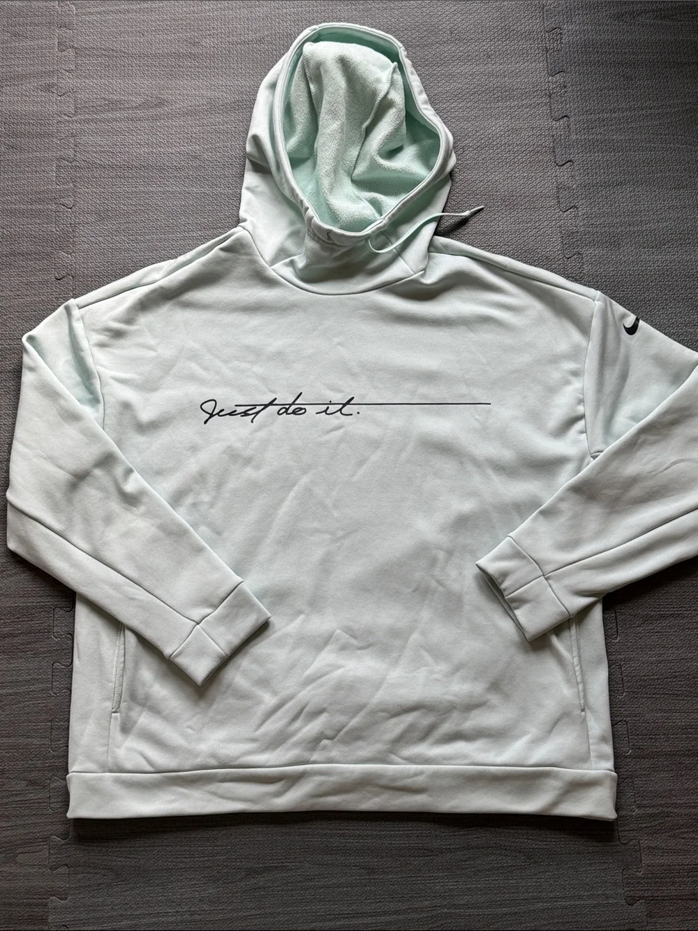 Nike Mint Green 'Just Do It.' Pullover Hoodie - Women’s Size L